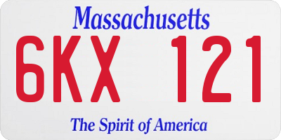 MA license plate 6KX121
