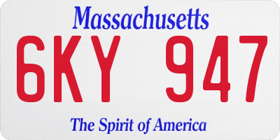 MA license plate 6KY947