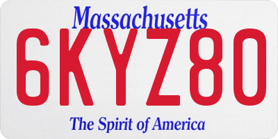 MA license plate 6KYZ80
