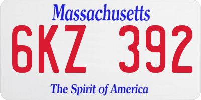 MA license plate 6KZ392