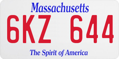 MA license plate 6KZ644