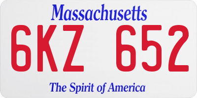 MA license plate 6KZ652
