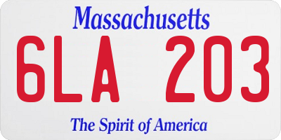 MA license plate 6LA203
