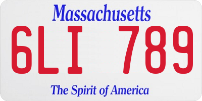 MA license plate 6LI789