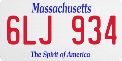 MA license plate 6LJ934