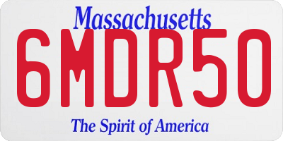 MA license plate 6MDR50