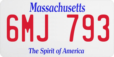 MA license plate 6MJ793