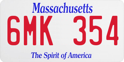 MA license plate 6MK354