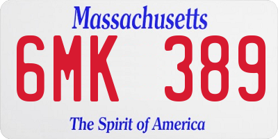 MA license plate 6MK389