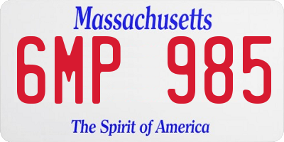 MA license plate 6MP985