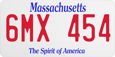 MA license plate 6MX454