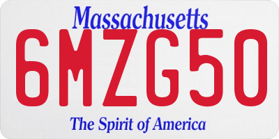 MA license plate 6MZG50