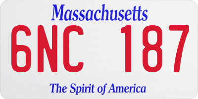 MA license plate 6NC187