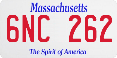 MA license plate 6NC262