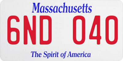 MA license plate 6ND040