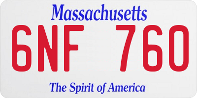MA license plate 6NF760