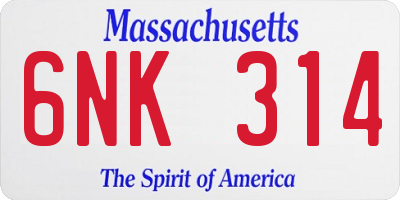 MA license plate 6NK314