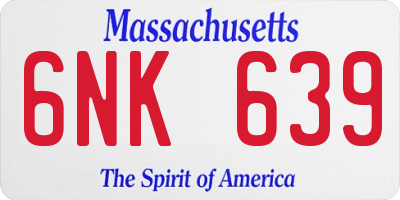 MA license plate 6NK639