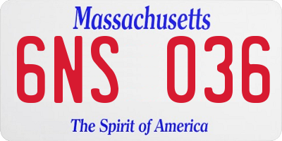 MA license plate 6NS036