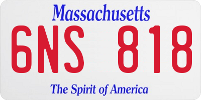MA license plate 6NS818