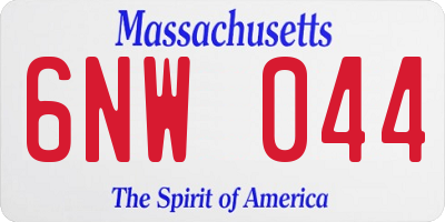 MA license plate 6NW044