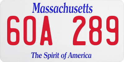 MA license plate 6OA289