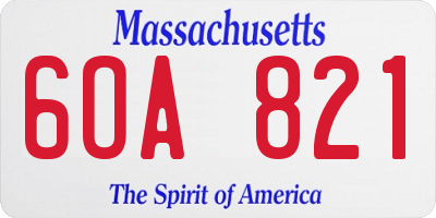 MA license plate 6OA821