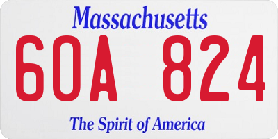 MA license plate 6OA824