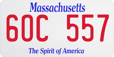 MA license plate 6OC557