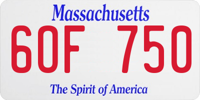 MA license plate 6OF750