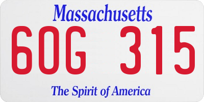 MA license plate 6OG315