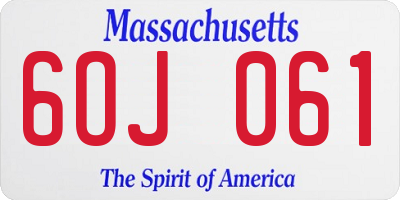 MA license plate 6OJ061
