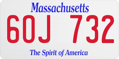 MA license plate 6OJ732