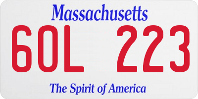 MA license plate 6OL223