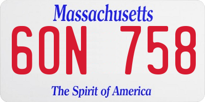 MA license plate 6ON758