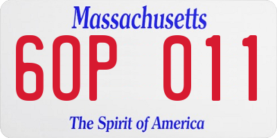 MA license plate 6OP011