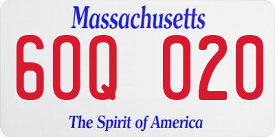 MA license plate 6OQ020
