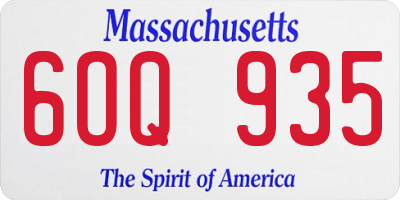 MA license plate 6OQ935