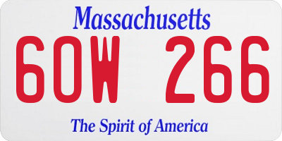 MA license plate 6OW266