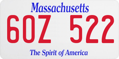 MA license plate 6OZ522