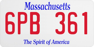 MA license plate 6PB361