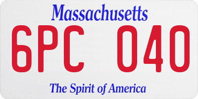 MA license plate 6PC040
