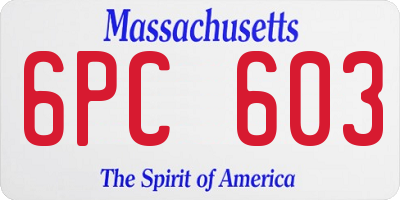 MA license plate 6PC603