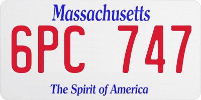 MA license plate 6PC747