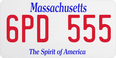 MA license plate 6PD555