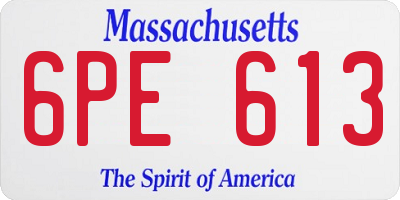 MA license plate 6PE613