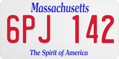 MA license plate 6PJ142