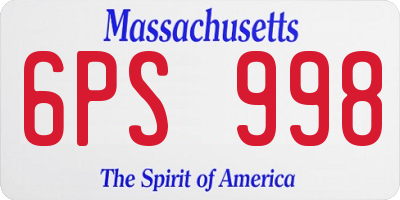 MA license plate 6PS998
