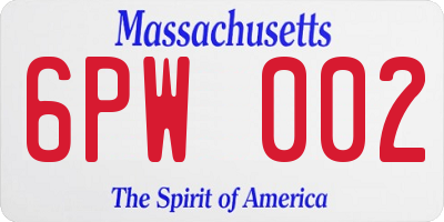 MA license plate 6PW002