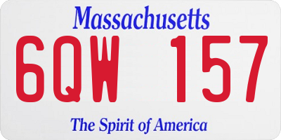 MA license plate 6QW157